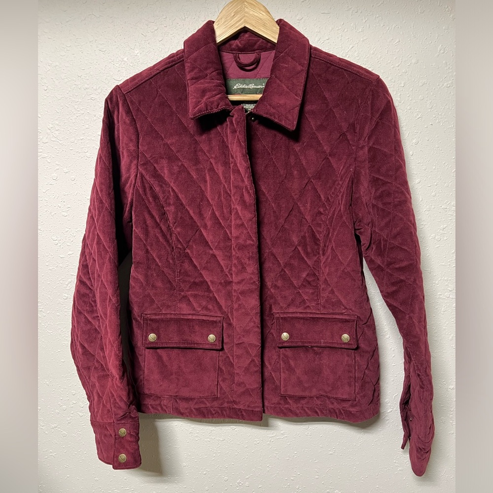 Vintage Eddie Bauer Maroon Quilted Coat Women’s Size Medium